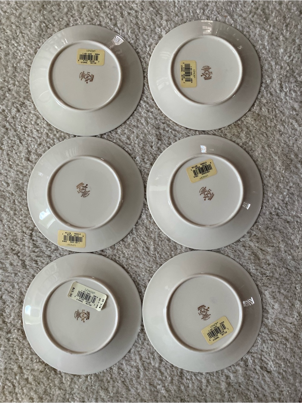 Lenox Eternal set of 6 Butter Plates Cream with Gold Rim. NWT - Picture 2 of 7